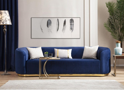 stainless steel three seater luxury sofa blue living room furniture upholstered sofas couches